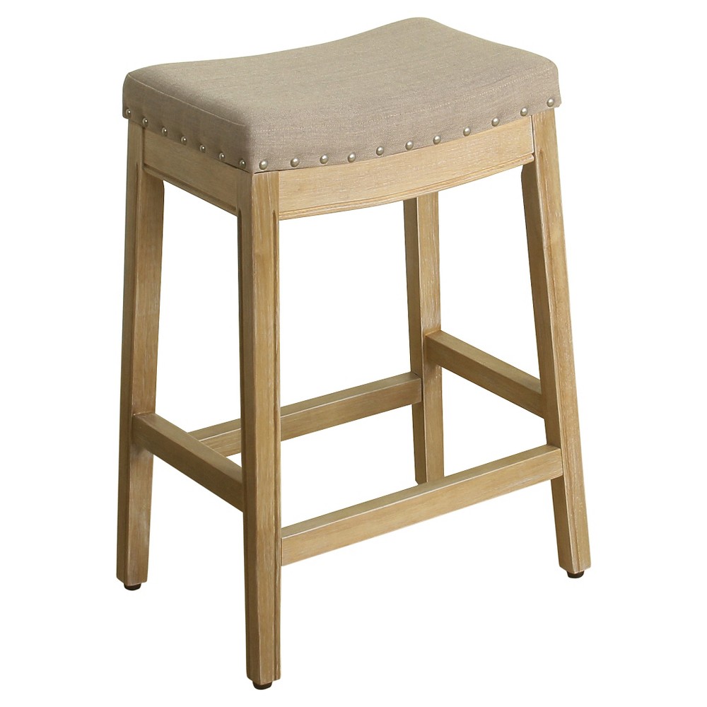 Photos - Chair 26" Blake Backless Counter Height Barstool with Nailheads Putty - HomePop