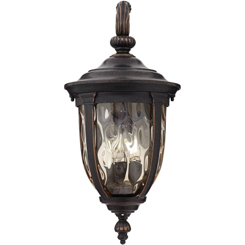 John Timberland Bellagio Vintage Rustic Outdoor Wall Light Fixture Bronze Downbridge 20 1/2" Champagne Hammered Glass for Post Exterior Barn House, 5 of 9