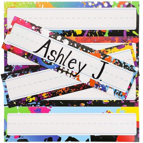 Desk Nameplates 48 Pack Colorful Desktop Reference Name Plates 6 Splash Designs Paper Name s For Teachers Students Desk Labeling 11 5x3 0 Target