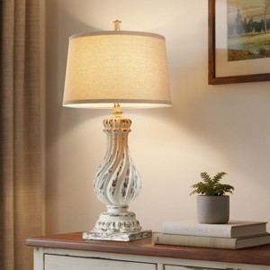 GTCLIGHTING Farmhouse Table Lamps for Living Room,34" Resin Beside Lamps with Rotary Switch&Weighted Base,Nightstand Lamp for Bedroom Entryway Office - 1 of 4