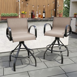Crestlive Products 28.94" Outdoor Bar Stools Aluminum Bar Stools With Sunbrella Fabric  Set of 2 - 1 of 4