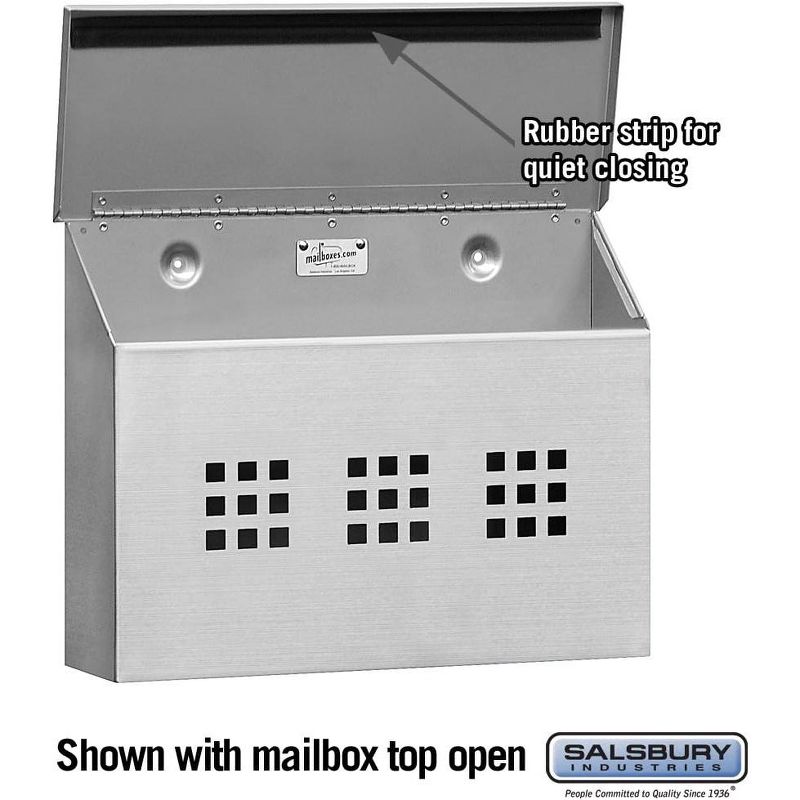 Salsbury Industries 4515 Decorative Horizontal Style Mailbox, Stainless Steel, 3 of 4