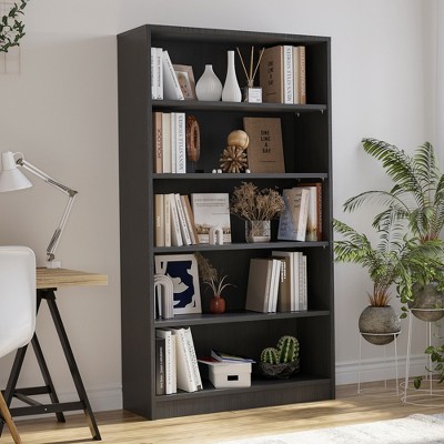 SKRAN 5-Shelf Open Bookcase, Freestanding Wooden Bookshelves, Storage Organizer with Adjustable Shelf for Home Office and Study Room