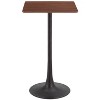 Bar Table 41.7"H Brown – Faux Wood MDF Square Top with Powder-Coated Steel Pedestal Base, Modern Indoor Accent by Zuo Modern - 2 of 4
