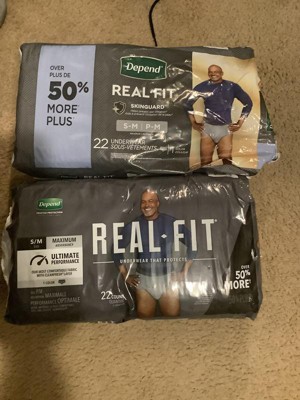 Depend Real Fit Adult Incontinence Underwear for Men, S/M, Black and Grey,  14Ct