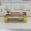 Stainless Steel Rectangle Coffee Table for Living Room 51.18" Modern Center Table with 8mm Gold Leg - 3 of 4
