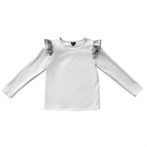 Girl Kids Silver Ruffle Top - little Olin - 1 of 3