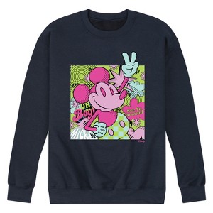 Men's - Disney - Mickey Peace Sign Graphic Fleece Sweatshirt - 1 of 4