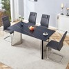 5-Piece Dining Set with Marble Pattern Table and 4 PU Armless Chairs - 3 of 4