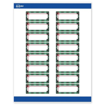 Avery Labels, 1" x 2-5/8", Silver-Green Plaid, Matte, 160ct