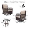 3-Piece Patio Wicker Swivel Rocking Chair Set - Iron and Plastic Frame, Durable Fabric Cushions, with Side Coffee Table, for Outside Porch Deck - 2 of 4