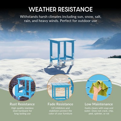 Pacific Blue Square HDPE Adirondack Side Table