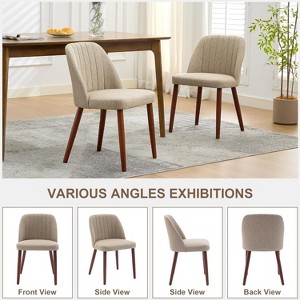 2Pcs Modern Wooden Accent Dining Chairs, Upholstered Armless Chairs with Padded Seat and Sturdy Wood Legs for Kitchen, Dining Room, Restaurant - 1 of 4