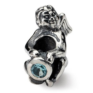 Black Bow Jewelry Sterling Silver December CZ Birthstone, Angel Bead Charm - 1 of 3