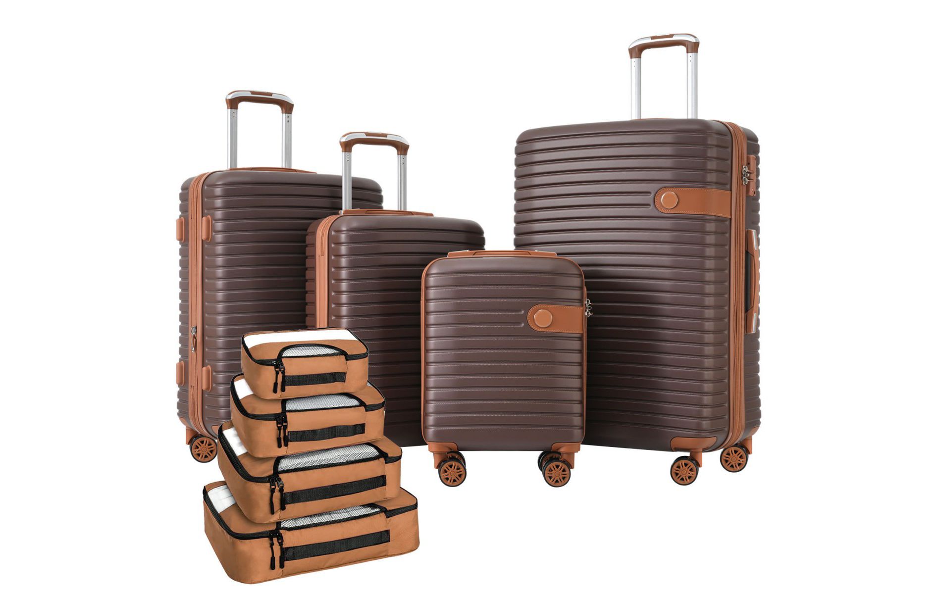 4 Piece Luggage Set Suitcase Set, ABS Hard Shell Lightweight Expandable Travel Luggage with 4 Packing Cubes, TSA Lock, Spinner Wheels for Men Women