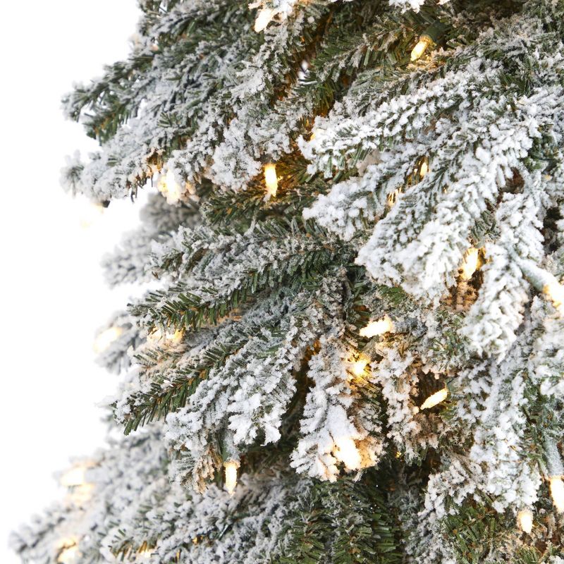 9ft Nearly Natural Pre-Lit Flocked Slim Grand Alpine Artificial Christmas Tree Clear Lights, 4 of 9