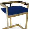 HomeRoots 30" Blue and Gold Metal and Velvet Low Back Bar Height Bar Chair - 4 of 4