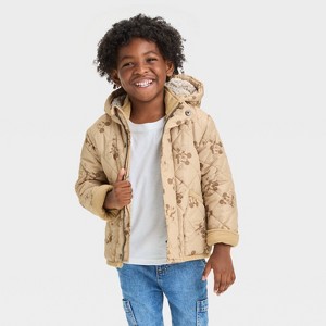 Toddler Boys' Mickey Mouse Midweight Quilted Jacket - Light Brown - 1 of 3