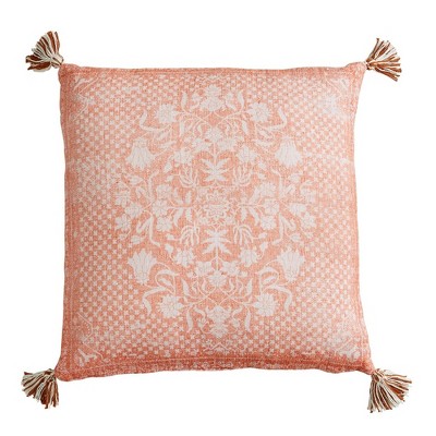 20"x20" Terracotta Patterned Motif Printed Square Throw Pillow - Patina Vie