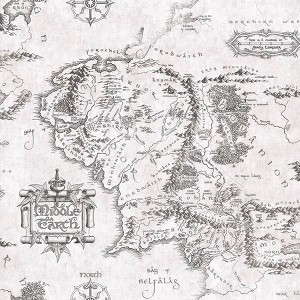RoomMates Lord of the Rings Black and White Middle Earth Map Kids' Peel and Stick Wallpaper - 1 of 4