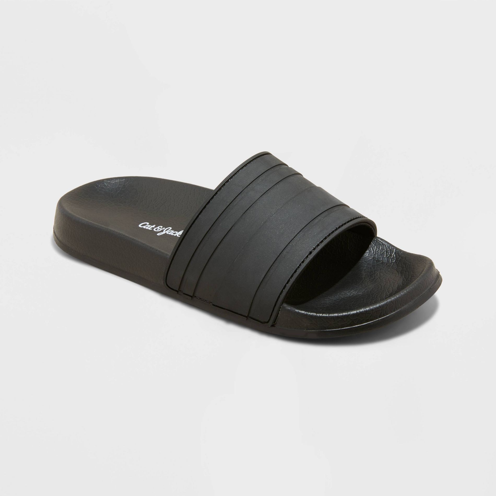Kids' Nikko Sport Slide Sandals - Cat & Jack™ Black S: Slip-On, Contoured Footbed, Open Toe