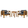 Christopher Knight Home Callum Transitional 3 Piece Patio Acacia Wood Club Chairs with Rectangle Accent Table - 2 of 4