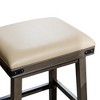 24" Counter Height Stool with French Leather Seat and Weathered Finish, Solid Hardwood Frame for Kitchen or Bar - 2 of 4