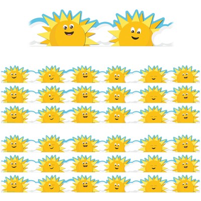 Eureka® Growth Mindset Sun & Clouds Deco Trim® Extra Wide Die-Cut, 37 Feet Per Pack, 6 Packs