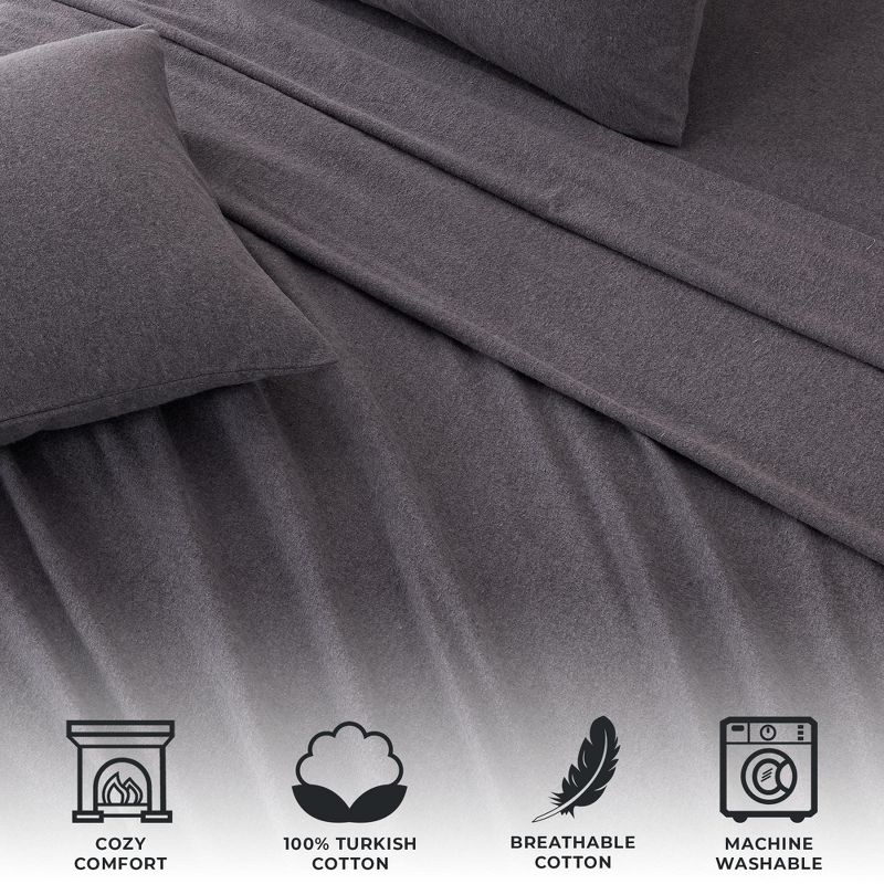 Cotton Blend Heathered Solid Flannel Sheet Set - Great Bay Home, 2 of 7