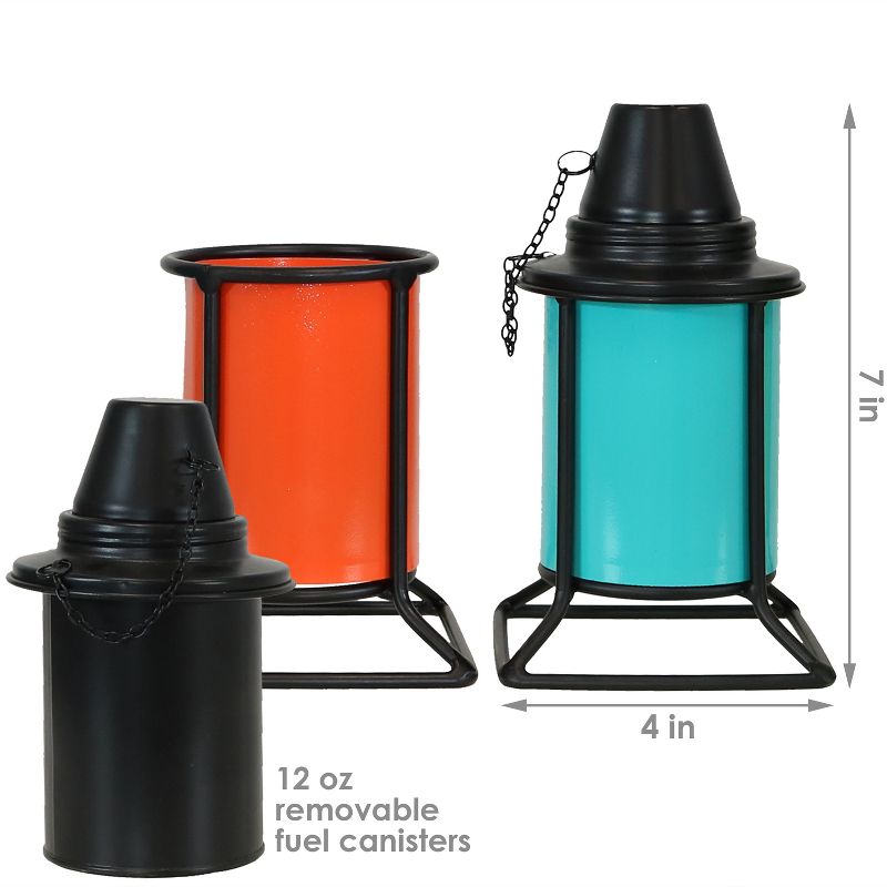 Sunnydaze Outdoor Metal Patio Deck Poolside Lawn Tabletop Torch Set - Green, Blue, Orange, and Brown, 3 of 11