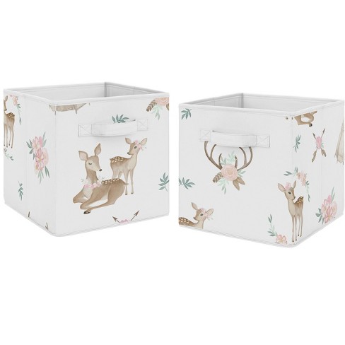 Sweet Jojo Designs Vintage Floral Collection Foldable Fabric Storage Bins - Set of 2