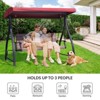 Aoodor 3-Seat Outdoor Rattan Patio Swing with Adjustable Dark Blue Canopy, Built-in Quick-Drying Foam Seat, Rattan Wicker, Rust-Resistant Iron Frame - 4 of 4
