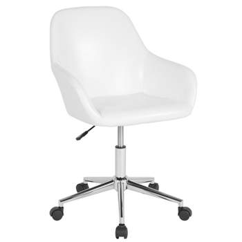 Flash Furniture Cortana Home and Office Mid-Back Chair in White LeatherSoft