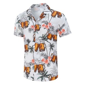 Clearlove Men's Hawaiian Shirt Short Sleeves Printed Button Down Summer Beach Dress Shirts - 1 of 4
