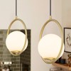Rennnsan Medorae 9"W 1-Light Globe Milk Glass Modern Dimmable Pendant in Gold - 2 of 4