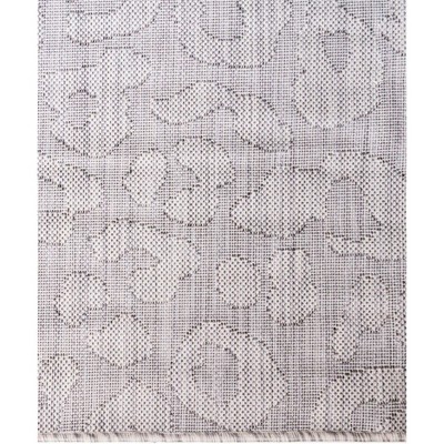 Light Gray and Black Leopard Print Outdoor Synthetic Rug
