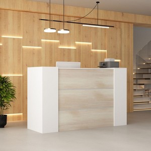 FUFU&GAGA Reception Desk with Lockable Door & Adjustable Shelves - 1 of 4