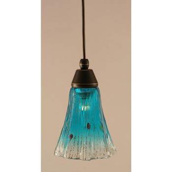 Toltec Lighting Any 1 - Light Pendant in  Dark Granite with 5.5" Fluted Teal Crystal  Shade