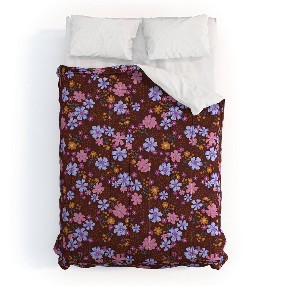 Photos - Duvet Deny Designs Full/Queen Schatzi Brown Macy Floral Autumn Comforter and Pillow Sham