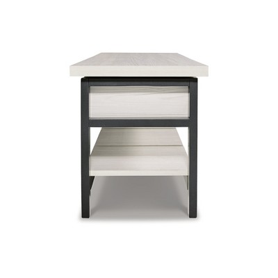 Casual Contrast 48" Black & White Storage Bench with Plank Shelf
