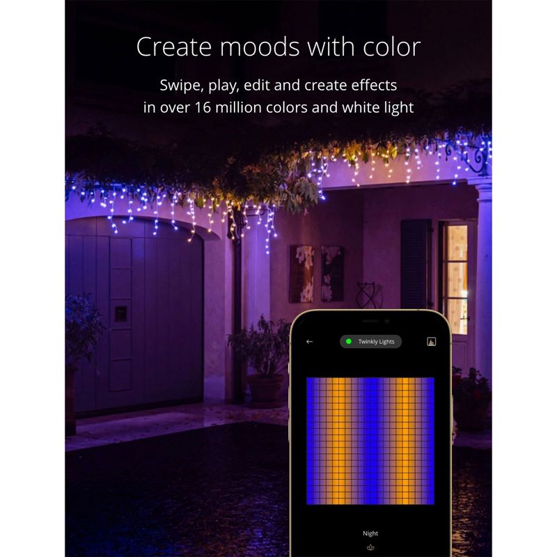 Twinkly Icicle App-Controlled LED Christmas Lights 190 RGB+W (16 Million Colors + White) Clear Wire. Indoor/Outdoor Smart Lighting Decoration (2 Pack), 2 of 6