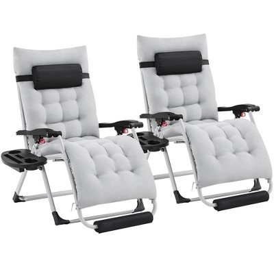 Yaheetech 2pcs 29in Zero Gravity Recliner with Headrest Cupholder/ Footrest