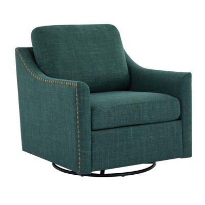 Hyleory Comfortable Linen Swivel Chair - Studded Accents, Smooth Rotation