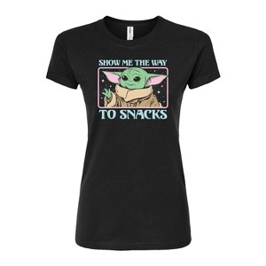 Women's - Star Wars - The Mandalorian Grogu The Way To Snacks Fitted Graphic T-Shirt - 1 of 3