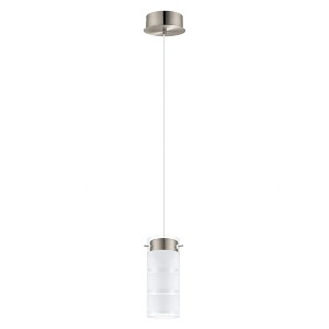 Eglo Lighting Olvero Modern 5 Inch Wide Bell Style Glass Shade LED Pendant Ceiling Light for Kitchens and Dining Rooms, Satin Nickel - 1 of 3
