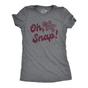 Womens Oh Snap T Shirt Funny Xmas Gingerbread Cookie Broken Leg Tee For Ladies - Crazy Dog Women's T Shirt - 1 of 4
