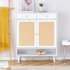 Halitaa Modern minimalist storage cabinet, rattan shoe cabinet, bed top cabinet. Beautiful shape, suitable for corridors and living rooms - 4 of 4