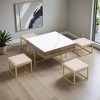 Modern Square Lift-Top Coffee Table Set with Storage & 4 Ottomans - Leovsnove - 2 of 4
