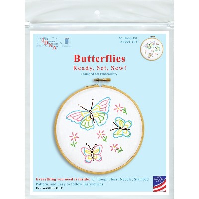 Jack Dempsey Stamped Hoop Kits 6"-Fluttering Butterflies