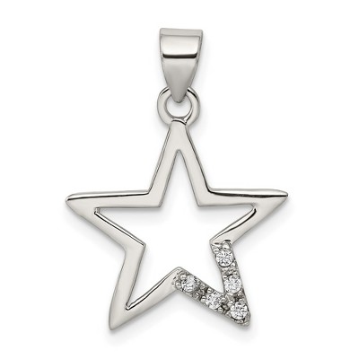 Black Bow Jewelry Sterling Silver and Cubic Zirconia Accent Star Pendant, 19mm
